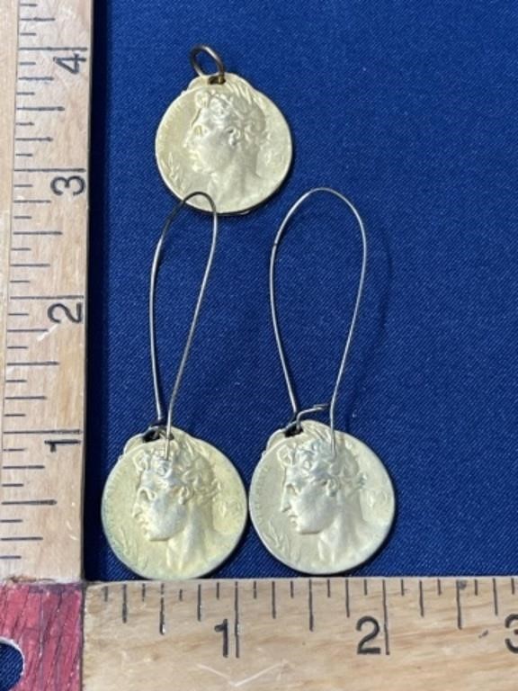 Italian coin jewelry earrings pendant