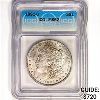 1891-O Morgan Silver Dollar ICG MS62