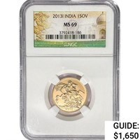2013 G. Britain Sovereign .23oz. Gold NGC MS69