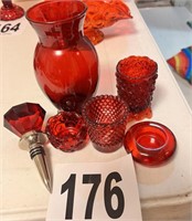 Red Vase, Votives & Bottle Stopper(LR)