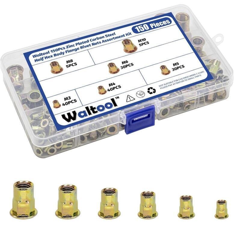 WALTOOL 150PCS HALF HEX BODY FLANGE RIVET NUTS