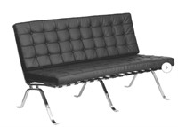 57.5" Wide Faux Leather Armless Loveseat Blk