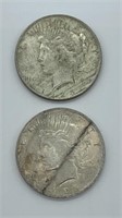 (2) 1923 Peace Dollars