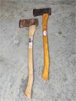 2 Wooden Handle Single Bit Axes