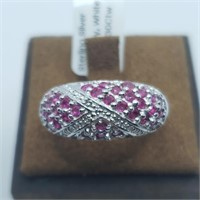 $200 Silver Ruby And White Topaz(1.3ct) Ring