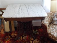 Walnut Victorian marble top table