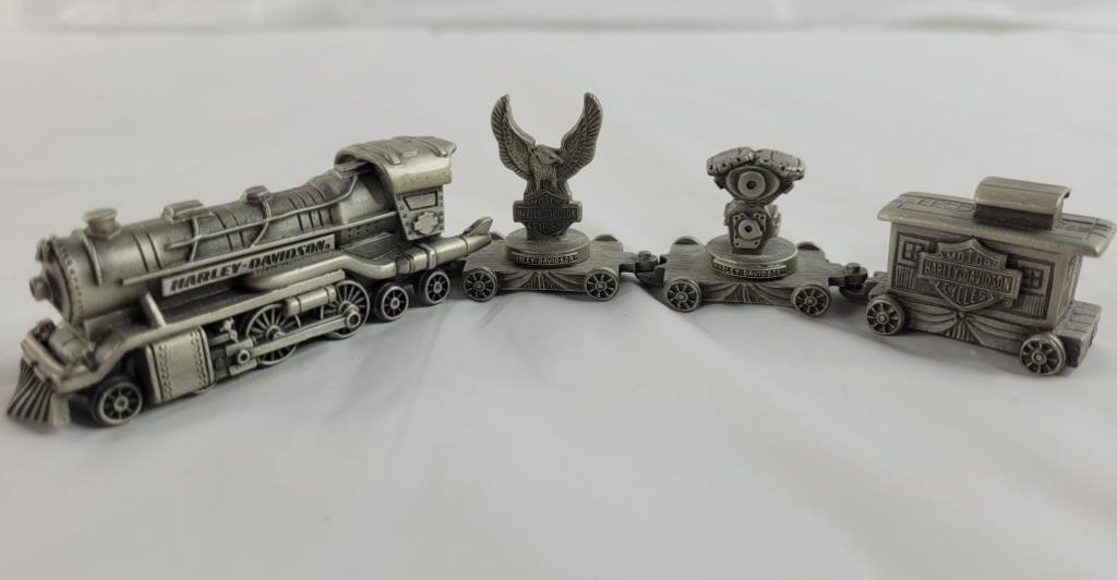 Pewter Harley-Davidson mini train set