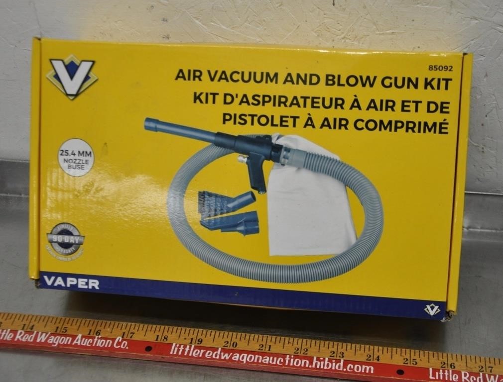Air vacuum and blow gun kit, unused