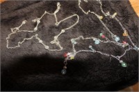 LONG NECKLACE LOT SILVER & MULTI COLOR