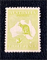 Australian 3 Pence Kangaroo Stamp Unused