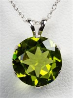 14K White Gold 3.50ct. Peridot Pendant Necklace