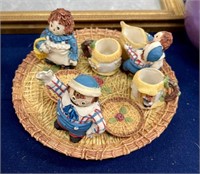 MINIATURE RAGGEDY ANN & ANDY TEA SET