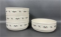 Four Longaberger Holly Pattern Stackable Bowls