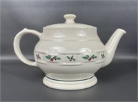 Longaberger Traditional Holly Pottery Teapot