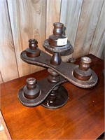 GREAT WOODEN VINTAGE CANDLEABRA