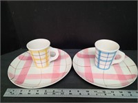 2 Cups & 2 Dinner Plates Marked Japan