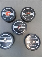 Assortment of National Hockey League Pucks