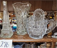 Fostoria Pitcher, Relish, Vase, Eiffel Tower Bottl