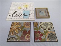 4pcs Floral Wall Art Largest Approx 16" Square
