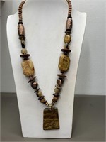 NEW TIGER'S EYE PENDANT BEADED NECKLACE