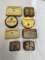 8 Champion  tobacco tins