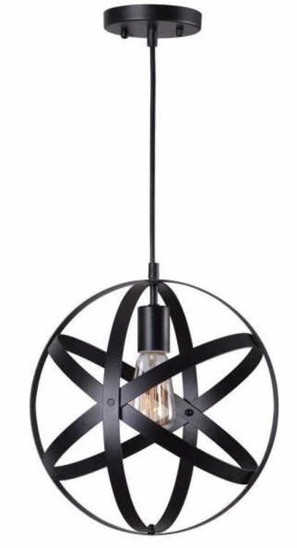 2x 1-light Black Orb Mini Pendant Lights