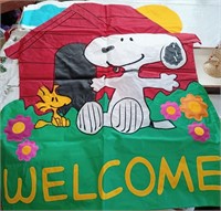 Vintage lot of 2 large Snoopy flags