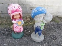 Concrete Garden Statue Boys & Girl 2 pc lot