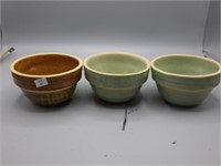 Rustic Trio of 5" stoneware pottery ringware bowls