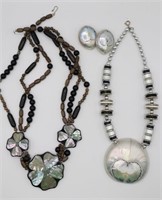 Pair of MOP & Abalone Necklaces +