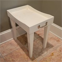 White Wooden Side Table 12"W 18"L 18"T
