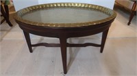 Glass Top Coffee Table w/Cherry Base Tray Insert