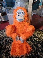 Vintage Handmade Orange Ape Puppet Head Mouth &