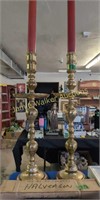 Church Cathedral Ornate Brass Candle Holders. On