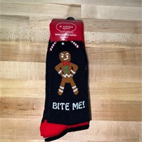 New Men’s 3-Pack Bite Me Gingerbread Man Socks