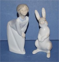 Lladro girl leaning on her knee figurine
