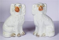 Pair Staffordshire seated dog figures