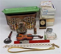 (LJ) Violin music box (10" long), Christmas