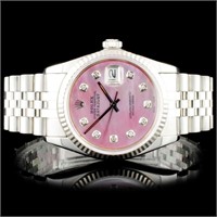 Rolex SS DateJust Diamond Wristwatch