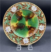 19th C. Large English Majolica Passiflora Plate