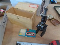 VINTAGE LUNAX MICROSCOPE IN WOOD CASE