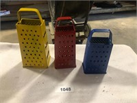 (3) Box Graters - Yellow, Red & Blue