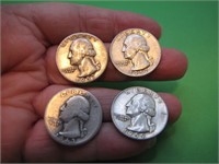 4 Silver Quarters 1943- 1957- 1957D  & 1959D