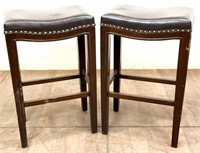 (2) Noble House Home Furn Faux Leather Stools