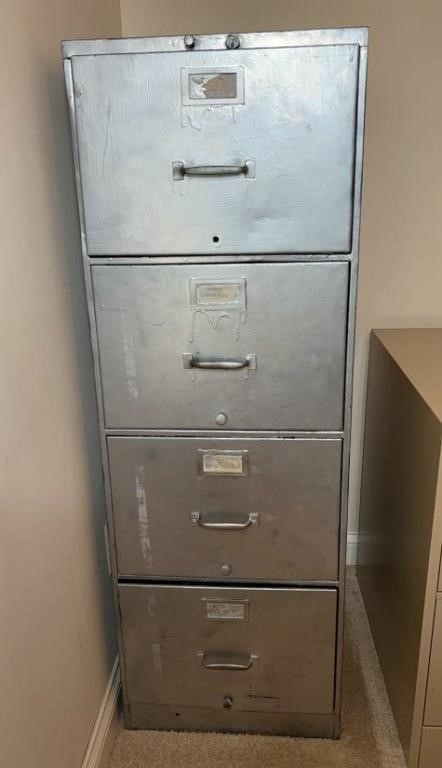 Vintage 4 Drawer Metal Filing Cabinet
