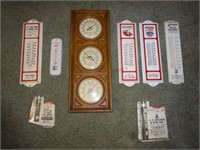 4) Vintage Thermometers & (2) Rain Gauges