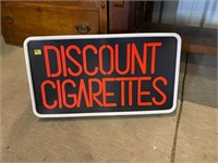 Lighted Discount Cigarettes Sign (works)