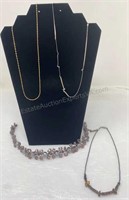 4 Choker Necklaces. 2 chains 16" Dark