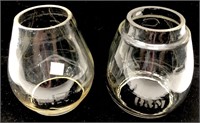 Lot, 2 clear glass lantern globes: 1-etched