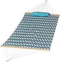 Quilted Fabric Double Hammock With Pillow, Heavy D